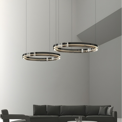 Modern Glass Linear Chandelier with Clear Shades and Adjustable Hanging Length in LED Bulbs