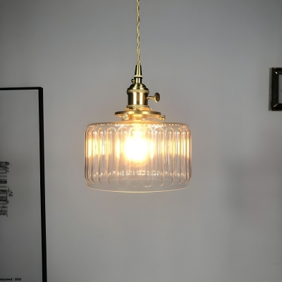 Modern Glass Pendant Light with Clear Shade, Adjustable Hanging Length and Cord Mounting