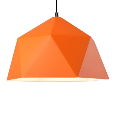 Modern Orange Metal Pendant Light with Adjustable Hanging Length and Round Canopy