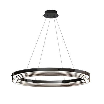 Contemporary Simple Black Metal Chandelier with Clear Glass Shades