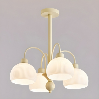 Elegant Modern Chandelier with Ribbed Glass Shade and Not Adjustable Hanging Length