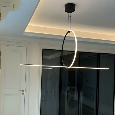 Modern Black Linear Island Light Ambient Aluminum Shade with LED Bulbs
