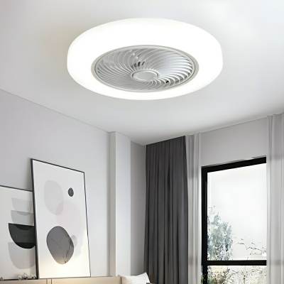 Modern Ceiling Fan with 3 Color Light, Remote and Wall Control, Flushmount