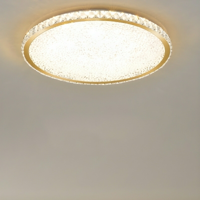 Modern Circle Flush Mount LED Ceiling Light with Crystal Shade