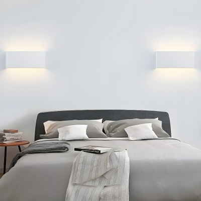 Modern Geometric LED Wall Sconce - Up & Down Lighting - White Metal Shade