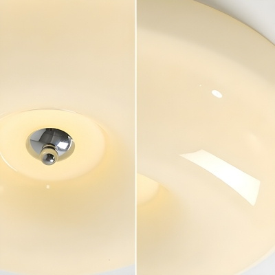 Modern Geometric Metal LED Flush Mount Ceiling Light with White Glass Shade