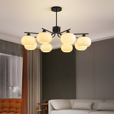 Modern Glass Globe Chandelier with Clear Shades and LED Light for Residential Use