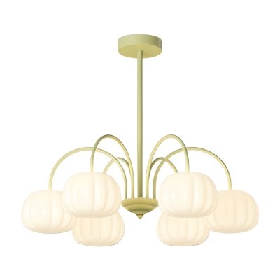 Modern Globe Iron Chandelier in White with Bi-pin Lights and Downward Shade Direction