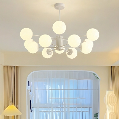 Modern LED Globe Chandelier in White with Adjustable Hanging Length for Residential Use