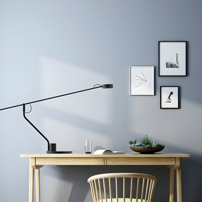 Sleek Black Metal LED Table Lamp with Adjustable Height and Warm Light