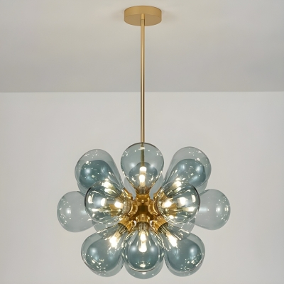 18-Light Modern Bi-pin Chandelier with Clear Glass Shades and Globe Shape