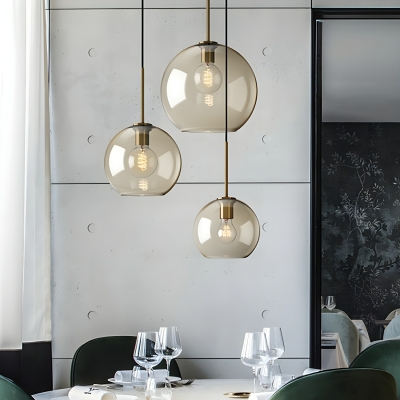 Industrial Gold Pendant Light with Clear Glass Shade for Hanging