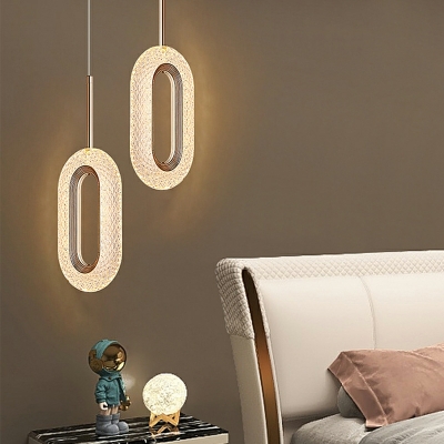 Modern Gold Geometric Pendant with Adjustable Hanging Length and Clear Acrylic Shade