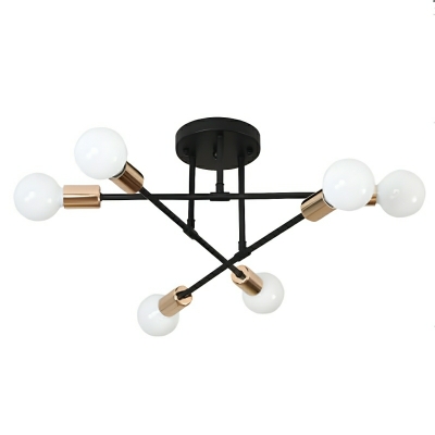 Modern Iron Chandelier with Ambient Lighting, Globe Shape, and LED Bulbs