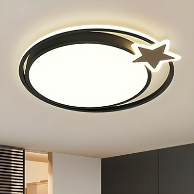 Modern Metal LED Close To Ceiling Light with White Acrylic Shade