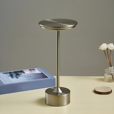 Rechargeable White LED Table Lamp with Touch Switch and Modern Metal Shade