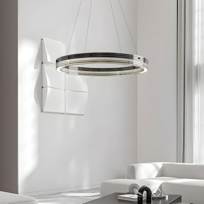 Contemporary Simple Black Metal Chandelier with Clear Glass Shades