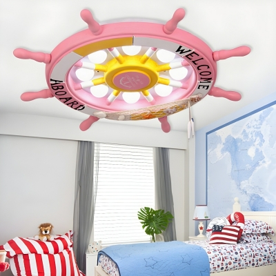 Fun Kids LED Circle Flush Mount Ceiling Light with White Light and Acrylic Shade