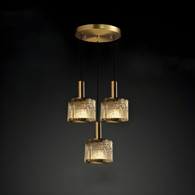 Modern Glass Pendant Light with Adjustable Hanging Length and Gold Shade
