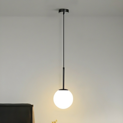 Modern Glass Pendant Light with Adjustable Hanging Length and White Shade
