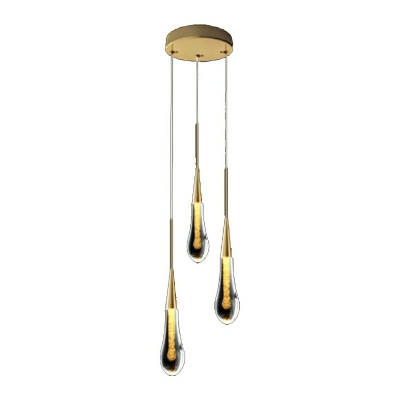 Modern Gold Crystal Pendant with Adjustable Hanging Length and Round Canopy