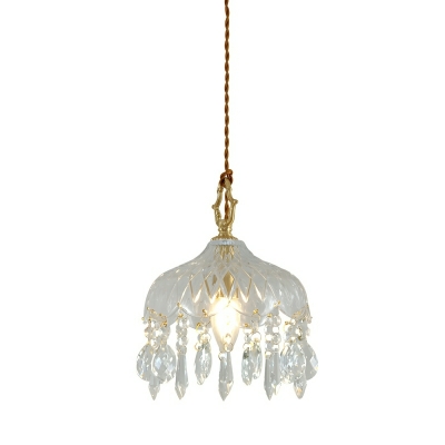 Modern Gold Pendant Light with Clear Crystal Shade and Adjustable Hanging Length