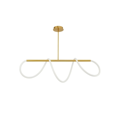 Radiant Gold Glow - Modern LED Island Pendant with Clear Silica Gel Shade