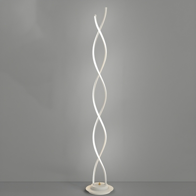 Contemporary Metal Linear LED Floor Lamp with White Fabric Shade - Perfect for Residential Use