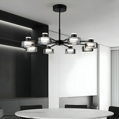Elegant Modern Black Glass Cylinder Chandelier for Residential Use