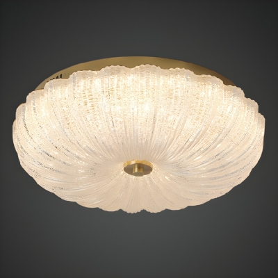 Geometric Gold LED Flush Mount Ceiling Light with Seeded Glass Shade for Modern Homes