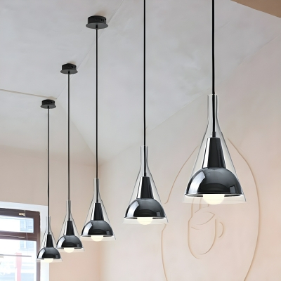 Industrial Chrome Pendant with Clear Glass Shade and Adjustable Hanging Length