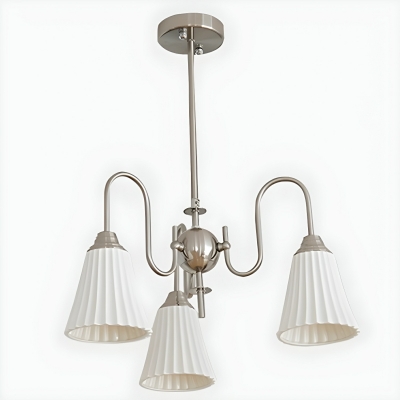 Modern Ceramic Chandelier with White Shades and Direct Wired Electric Power Source