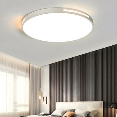 Modern LED Cast Iron Flush Mount Ceiling Light with White Shade