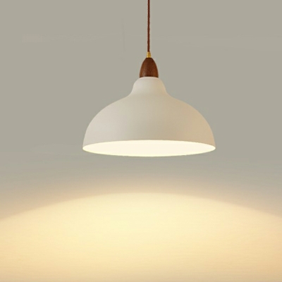 Modern Wood Bowl Pendant with Adjustable Hanging Length and Iron Shade for Residential Use