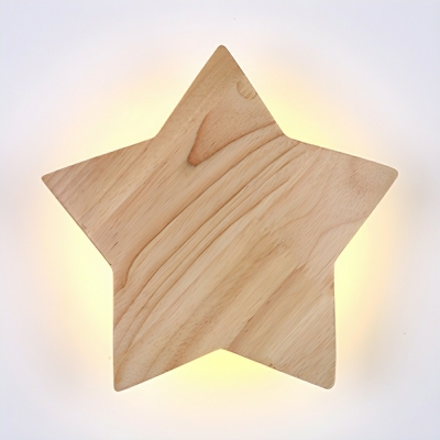 Modern Wood Wall Lamp with Yellow Light and Solid Wood Shade