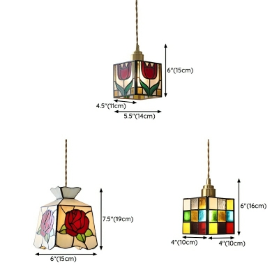 Tiffany Style Stained Glass Pendant Light with Adjustable Hanging Length