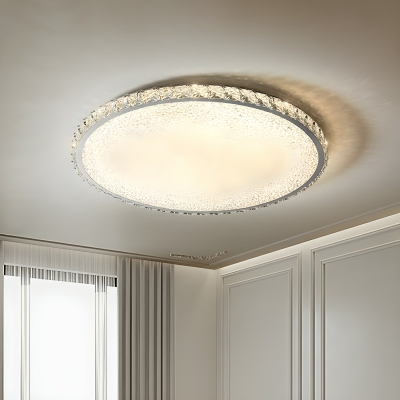 White Circle Crystal Ceiling Light with LED Bulbs for Residential Use