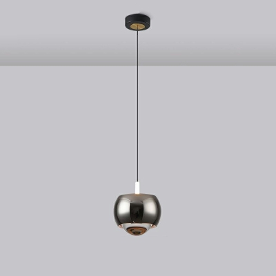 Black Metal Globe Pendant with Adjustable Hanging Length and Clear Glass Shade