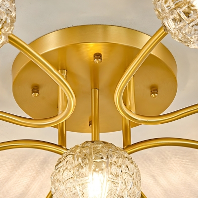 Colonial Brass Semi-Flush Mount Ceiling Light with Clear Crystal Shade for a Classic Home