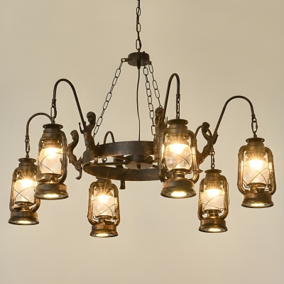 Industrial Black Chandelier with Clear Glass Shade and Adjustable Hanging Length