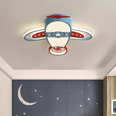 LED Kids Flush Mount Metal Ceiling Light with Multi-Color Acrylic Shade