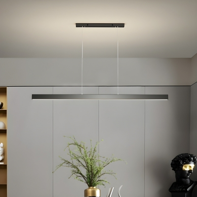 Modern Black Acrylic Island Light with Rectangular Shade and Adjustable Hanging Length