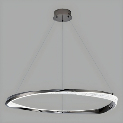 Modern Chandelier with Stepless Dimming, White Shade and Adjustable Hanging Length