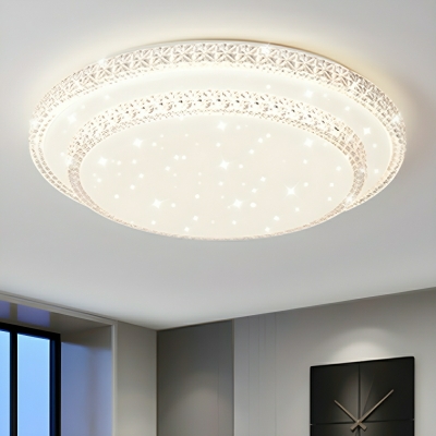 Modern Circle Flush Mount Ceiling Light with Crystal and Acrylic Shade