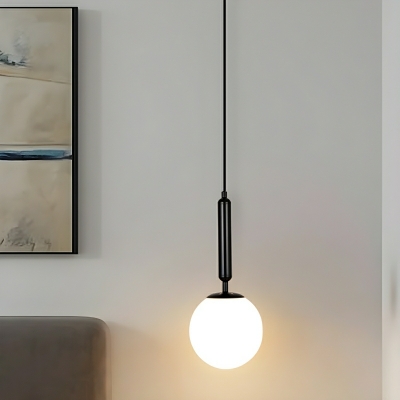 Modern Glass Pendant Light with Adjustable Hanging Length and White Shade