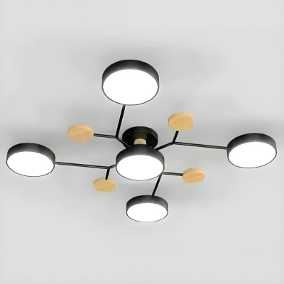 Modern LED Acrylic Sputnik Chandelier with White Shades and Hardwired Power Source
