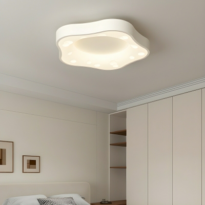 White Modern LED Flush Mount Ceiling Light with Acrylic Shade for Residential Use