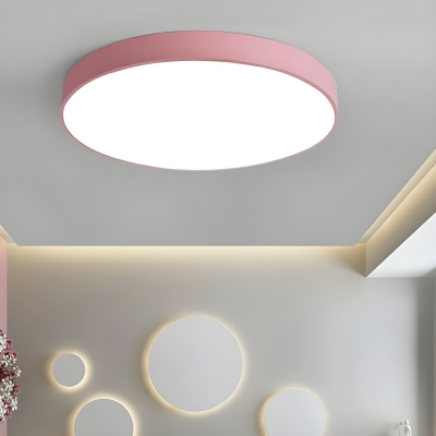 1-Light Macaron Flush Mount Light Minimalist Style Round Shape Ceiling Light