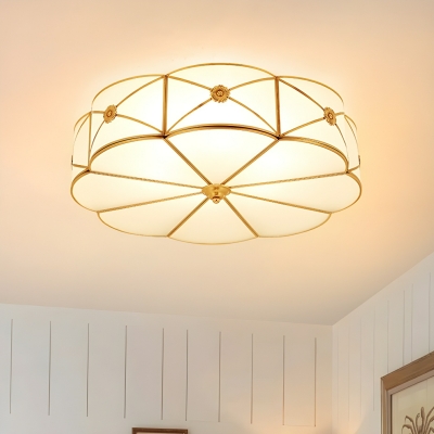 Colonial LED Flush Mount Ceiling Light with White Glass Shade