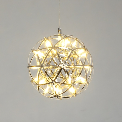 Modern Chrome Pendants with Round Canopy and LED Bulbs, Hanging Globe Pendant with Adjustable Length